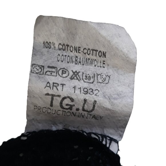 Black Open-Knit Asymmetrical Sweater Poncho Cotton Distressed Frayed Trim OSFM - Picture 5 of 5